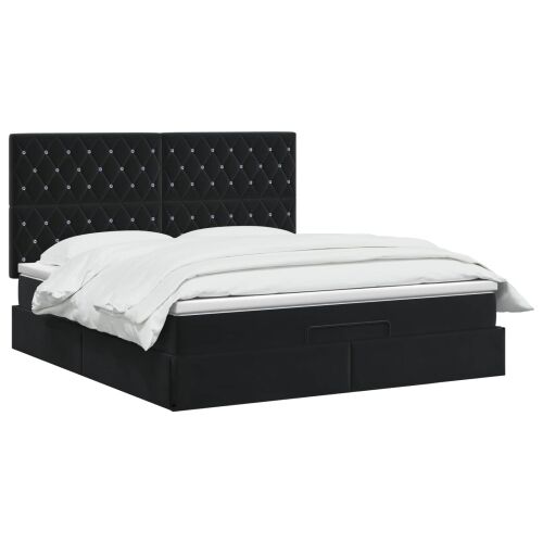 Krevet od pjene s madracem i LED-om Crna 160 x 200 cm Baršun - Crna 160 x 200 cm Kristal s dugmadima Cijena