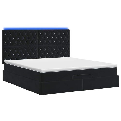 Krevet od pjene s madracem i LED-om Crna 160 x 200 cm Baršun - Crna 160 x 200 cm Kristal s dugmadima Cijena