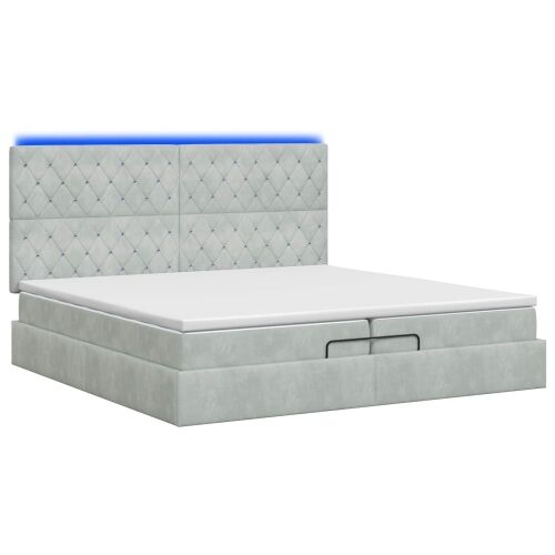 Krevet od pjene s madracem i LED-om Svjetlosiva 200 x 200 cm - Svjetlosiva 200 x 200 cm Kristal s dugmadima Cijena