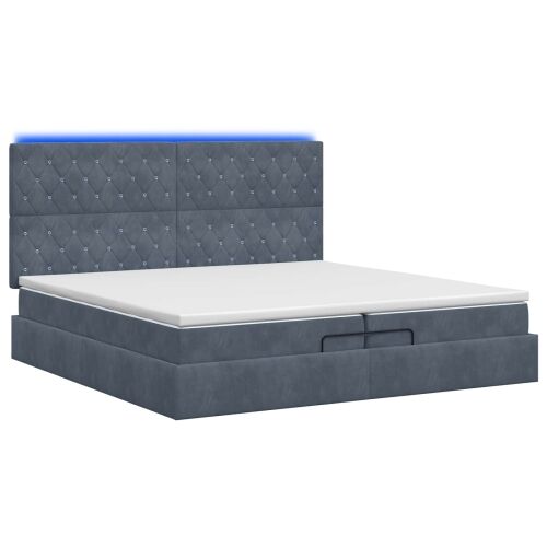 Krevet od pjene s madracem i LED-om Tamnosiva 200 x 200 cm - Tamnosiva 200 x 200 cm Kristal s dugmadima Cijena