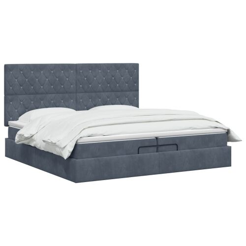 Krevet od pjene s madracem i LED-om Tamnosiva 200 x 200 cm - Tamnosiva 200 x 200 cm Kristal s dugmadima Cijena