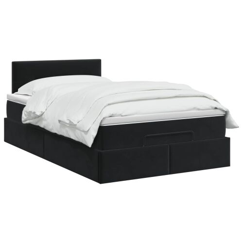 Krevet od pjene s madracem i LED-om Crna 120 x 190 cm Baršun - Crna 120 x 190 cm Prošiveno gumbima Cijena