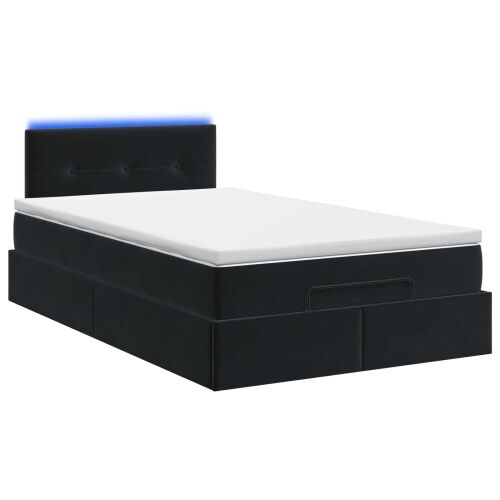 Krevet od pjene s madracem i LED-om Crna 120 x 190 cm Baršun - Crna 120 x 190 cm Prošiveno gumbima Cijena