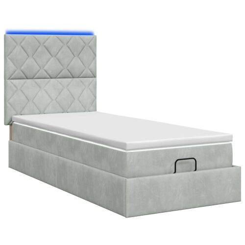 Krevet od pjene s madracem i LED-om Svjetlosiva 80 x 200 cm - Svjetlosiva 80 x 200 cm Dizajn s rombovima Cijena