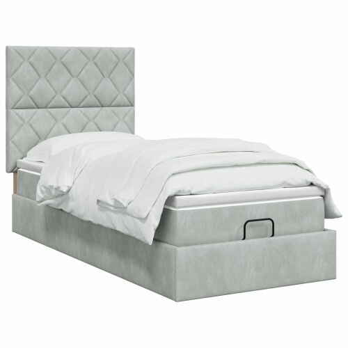 Krevet od pjene s madracem i LED-om Svjetlosiva 80 x 200 cm - Svjetlosiva 80 x 200 cm Dizajn s rombovima Cijena