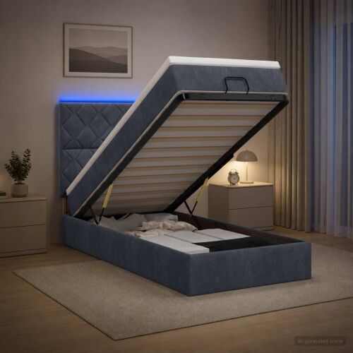 Krevet od pjene s madracem i LED-om Tamnosiva 90 x 190 cm - Tamnosiva 90 x 190 cm Dizajn s rombovima Cijena