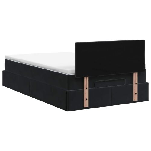 Krevet od pjene s madracem i LED-om Crna 120 x 190 cm Baršun - Crna 120 x 190 cm Dizajn s rombovima Cijena