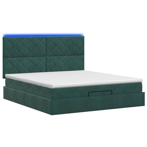 Krevet od pjene s madracem i LED-om Tamnozelena 140 x 190 cm - Tamnozelena 140 x 190 cm Dizajn s rombovima Cijena
