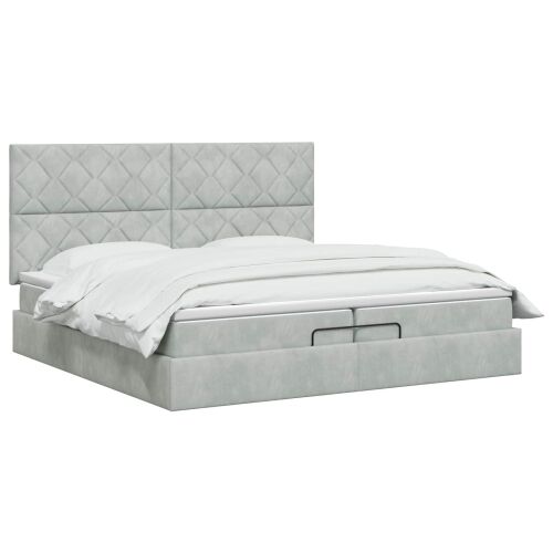 Krevet od pjene s madracem i LED-om Svjetlosiva 200 x 200 cm - Svjetlosiva 200 x 200 cm Dizajn s rombovima Cijena