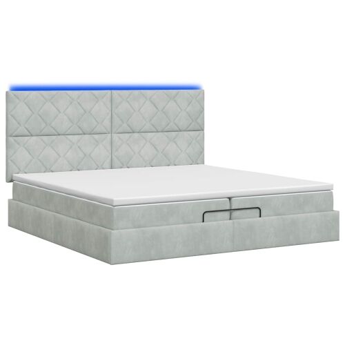 Krevet od pjene s madracem i LED-om Svjetlosiva 200 x 200 cm - Svjetlosiva 200 x 200 cm Dizajn s rombovima Cijena