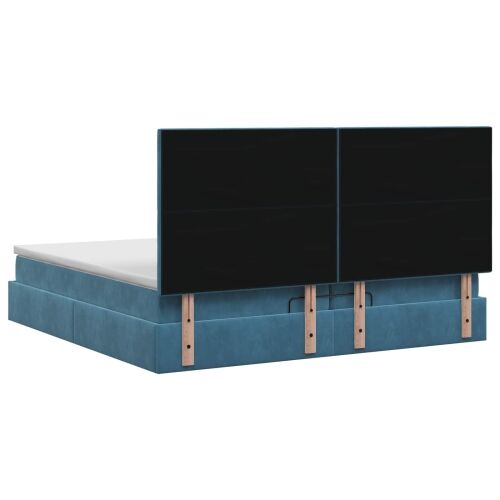 Krevet od pjene s madracem i LED-om Tamno plava 200 x 200 cm - Tamno plava 200 x 200 cm Dizajn s rombovima Cijena
