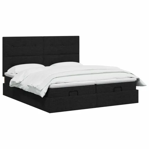 Krevet od pjene s madracem i LED-om Crna 180 x 200 cm Tkanina - Crna 180 x 200 cm Prošiveno gumbima Cijena