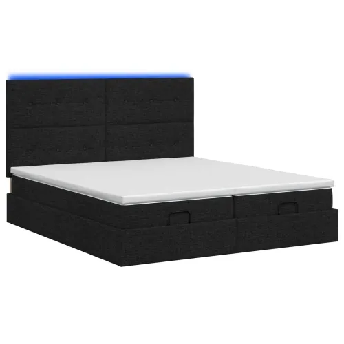 Krevet od pjene s madracem i LED-om Crna 180 x 200 cm Tkanina - Crna 180 x 200 cm Prošiveno gumbima Cijena