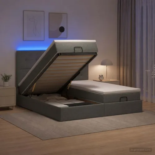 Krevet od pjene s madracem i LED-om Tamnosiva 200 x 200 cm - Tamnosiva 200 x 200 cm Prošiveno gumbima Cijena