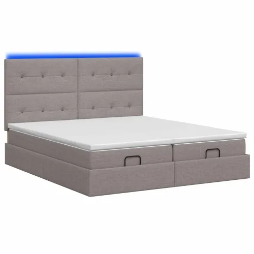 Krevet od pjene s madracem i LED-om Sivosmeđa 200 x 200 cm - Sivosmeđa 200 x 200 cm Prošiveno gumbima Cijena
