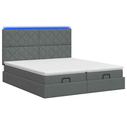 Krevet od pjene s madracem i LED-om Tamnosiva 200 x 200 cm - Tamnosiva 200 x 200 cm Dizajn s rombovima Cijena