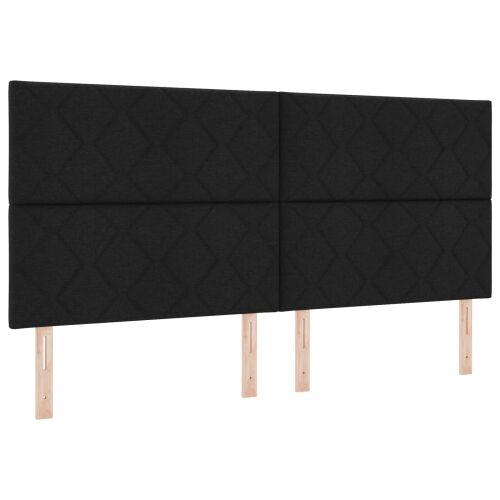 Krevet od pjene s madracem i LED-om Crna 200 x 200 cm Tkanina - Crna 200 x 200 cm Dizajn s rombovima Cijena
