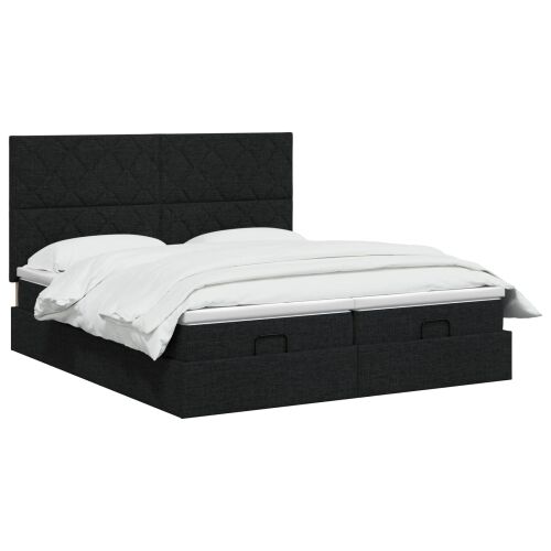 Krevet od pjene s madracem i LED-om Crna 200 x 200 cm Tkanina - Crna 200 x 200 cm Dizajn s rombovima Cijena