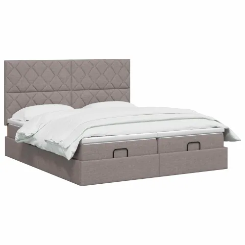 Krevet od pjene s madracem i LED-om Sivosmeđa 200 x 200 cm - Sivosmeđa 200 x 200 cm Dizajn s rombovima Cijena