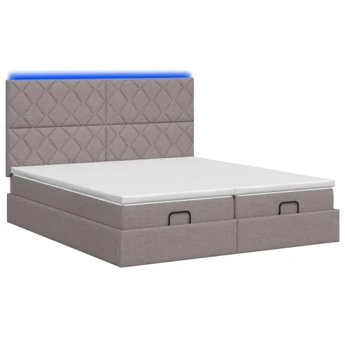 Krevet od pjene s madracem i LED-om Sivosmeđa 200 x 200 cm - Sivosmeđa 200 x 200 cm Dizajn s rombovima Cijena