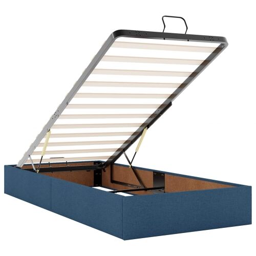 Krevet od pjene s madracem i LED-om Plava 200 x 200 cm Tkanina - Plava 200 x 200 cm Dizajn s rombovima Cijena