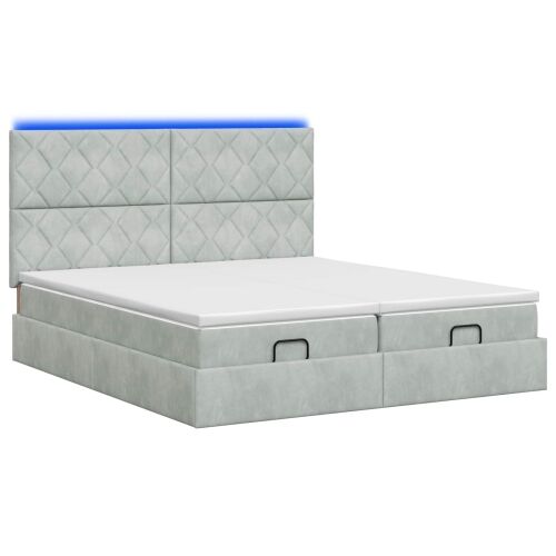 Krevet od pjene s madracem i LED-om Svjetlosiva 160 x 200 cm - Svjetlosiva 160 x 200 cm Dizajn s rombovima Cijena
