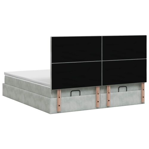 Krevet od pjene s madracem i LED-om Svjetlosiva 160 x 200 cm - Svjetlosiva 160 x 200 cm Dizajn s rombovima Cijena