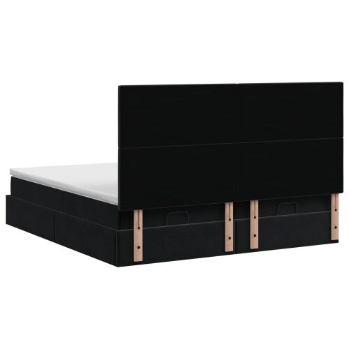 Krevet od pjene s madracem i LED-om Crna 200 x 200 cm Baršun - Crna 200 x 200 cm Dizajn s rombovima Cijena