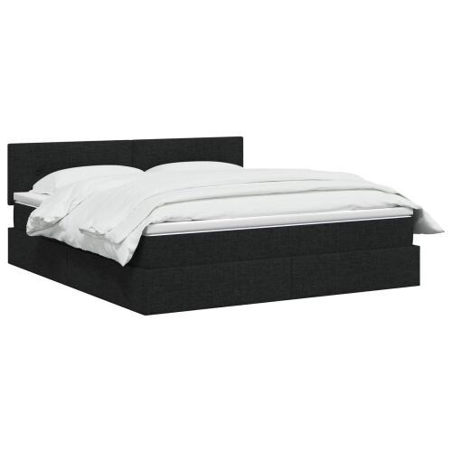 Krevet s madracem i skladištem Crna 140 x 190 cm Baršun - Crna 140 x 190 cm Prošiveno gumbima Cijena