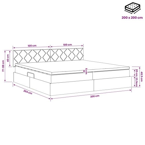 Krevet s madracem i skladištem Sivosmeđa 200 x 200 cm Baršun - Sivosmeđa 200 x 200 cm Dizajn s rombovima Cijena