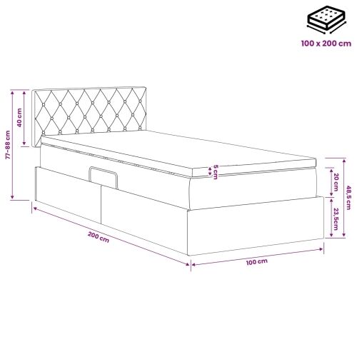 Krevet s od storage Tamnozelena 100 x 200 cm Baršun - Tamnozelena 100 x 200 cm Kristal s dugmadima Cijena
