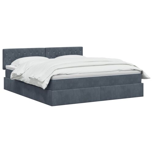 Krevet s od storage s uzglavljem Tamnosiva 160 x 200 cm Baršun - Tamnosiva 160 x 200 cm Kristal s dugmadima Cijena