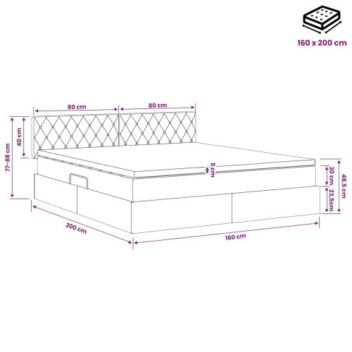Krevet s od storage s uzglavljem Crna 160 x 200 cm Baršun - Crna 160 x 200 cm Kristal s dugmadima Cijena