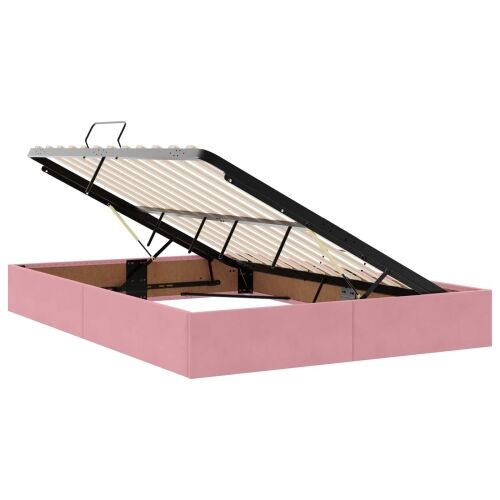 Krevet s od storage s uzglavljem Ružičasta 160 x 200 cm Baršun - Ružičasta 160 x 200 cm Kristal s dugmadima Cijena