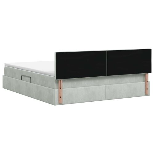 Krevet s od storage Svjetlosiva 180 x 200 cm Baršun - Svjetlosiva 180 x 200 cm Kristal s dugmadima Cijena