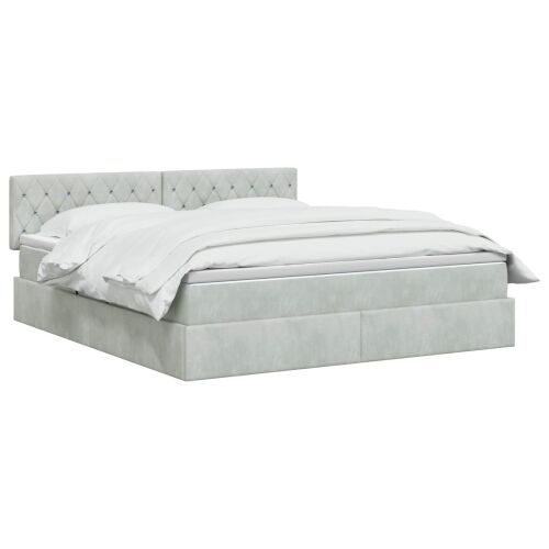 Krevet s od storage Svjetlosiva 180 x 200 cm Baršun - Svjetlosiva 180 x 200 cm Kristal s dugmadima Cijena