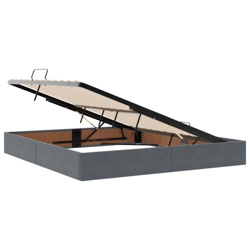 Krevet s od storage s uzglavljem Tamnosiva 180 x 200 cm Baršun - Tamnosiva 180 x 200 cm Kristal s dugmadima Cijena