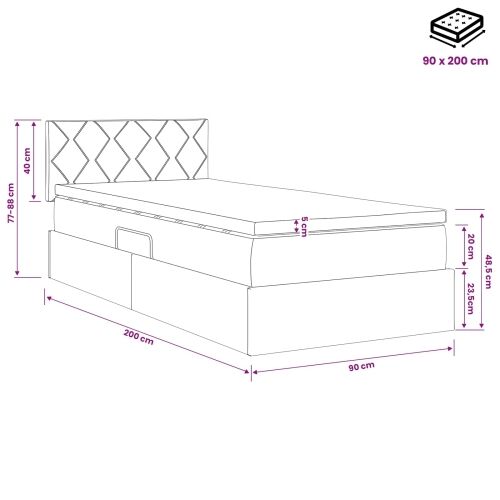 Krevet s od storage s uzglavljem Ružičasta 90 x 200 cm Baršun - Ružičasta 90 x 200 cm Dizajn s rombovima Cijena