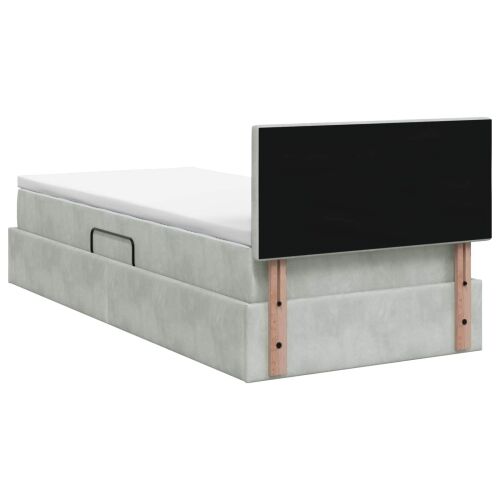 Krevet s od storage Svjetlosiva 100 x 200 cm Baršun - Svjetlosiva 100 x 200 cm Dizajn s rombovima Cijena