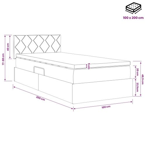 Krevet s od storage Svjetlosiva 100 x 200 cm Baršun - Svjetlosiva 100 x 200 cm Dizajn s rombovima Cijena