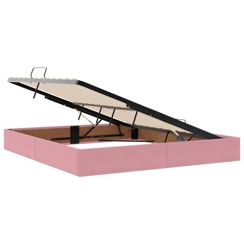 Krevet s od storage s uzglavljem Ružičasta 180 x 200 cm Baršun - Ružičasta 180 x 200 cm Dizajn s rombovima Cijena