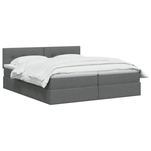 Krevet s od storage s uzglavljem 2 kom. Tamnosiva Lažna koža - Tamnosiva 200 x 200 cm Prošiveno gumbima Cijena