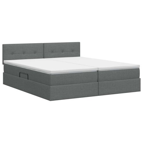 Krevet s od storage s uzglavljem 2 kom. Tamnosiva Lažna koža - Tamnosiva 200 x 200 cm Prošiveno gumbima Cijena
