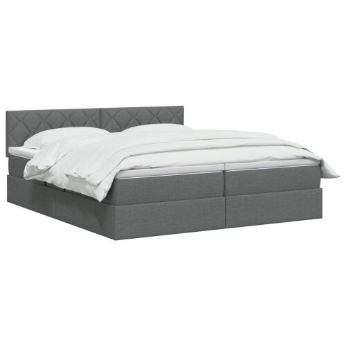 Krevet s od storage s uzglavljem 2 kom. Tamnosiva Lažna koža - Tamnosiva 180 x 200 cm Dizajn s rombovima Cijena