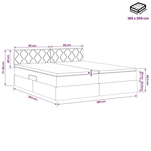 Krevet s od storage s uzglavljem 2 kom. Tamnosiva Lažna koža - Tamnosiva 180 x 200 cm Dizajn s rombovima Cijena