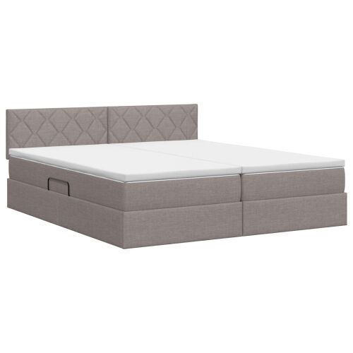 Krevet s od storage s uzglavljem 2 kom. Sivosmeđa Lažna koža - Sivosmeđa 180 x 200 cm Dizajn s rombovima Cijena