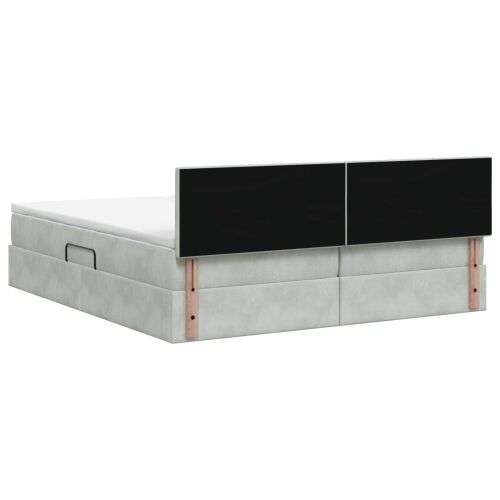 Krevet s od storage s uzglavljem 2 kom. Svjetlosiva - Svjetlosiva 180 x 200 cm Kristal s dugmadima Cijena