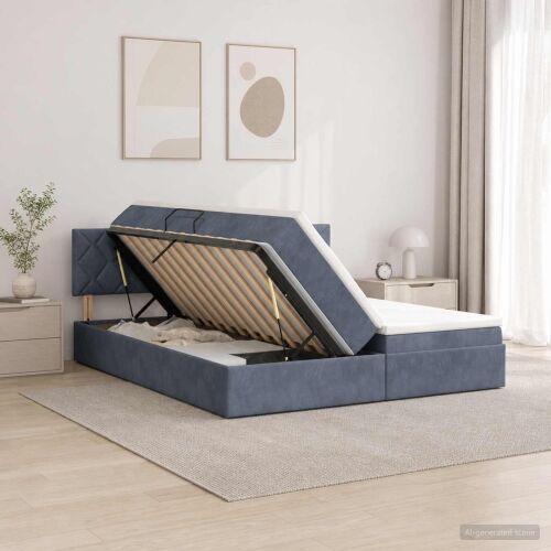 Krevet s od storage s uzglavljem 2 kom. Tamnosiva - Tamnosiva 180 x 200 cm Dizajn s rombovima Cijena