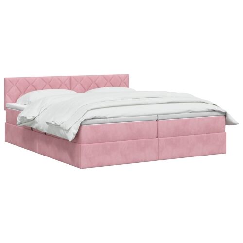 Krevet s od storage s uzglavljem 2 kom. Ružičasta - Ružičasta 180 x 200 cm Dizajn s rombovima Cijena