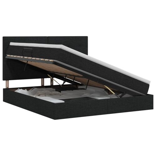 Krevet s madracem i skladištem Crna 140 x 190 cm tkanina - Crna 140 x 190 cm Prošiveno gumbima Cijena